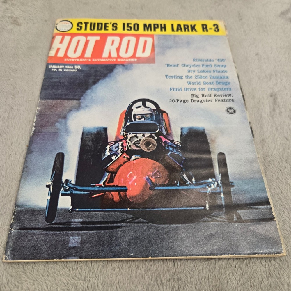 Hot Rod Magazine January 1964 Studebaker Lark R-3 Dragster Hemi Chrysler Swap